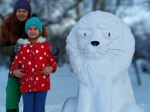 У Переяславі місцевий житель зліпив зі снігу півтораметрового лева (ФОТО)