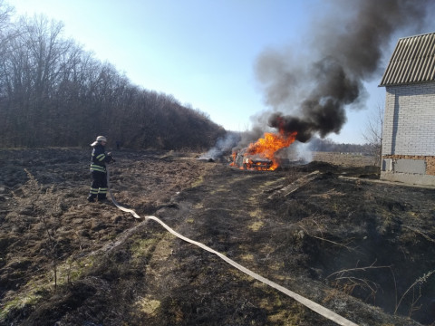  У Ставищенському районі пожежа за лічені хвилин знищила іномарку (ФОТО)