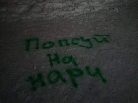  В Ірпені жителі на снігу написали все, що думають про депутатів із партії "Нові обличчя" (ФОТО)