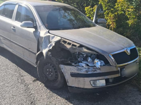 На Київщині водій Skoda Octavia зіткнувся з автівкою поліцейських (ФОТО)
