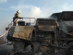 У Білій Церкві згорів комбайн